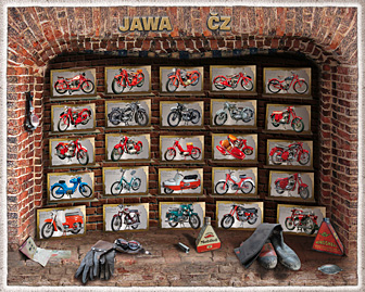 Nástěnný obraz: Československé motocykly, výběr - JAWA, ČZ